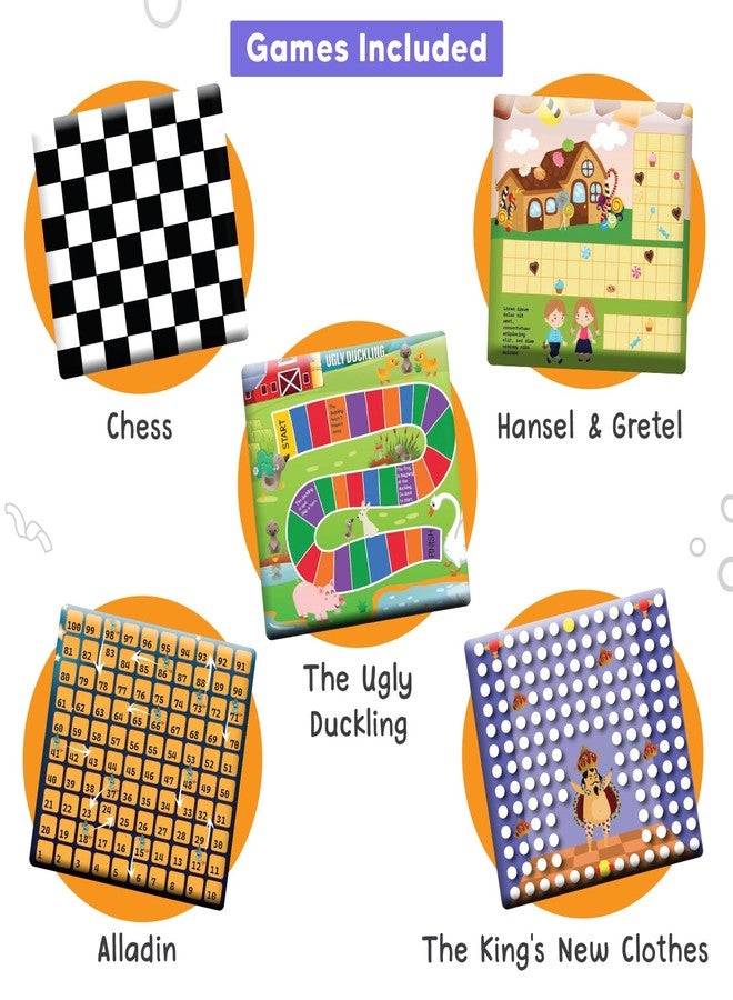 FIRSTCRY INTELLISKILLS مجموعة كتب ألعاب لوحية كلاسيكية مميزة من إنتليسكلز، ١٠ في ١، للأطفال، تتضمن الشطرنج، حورية البحر الصغيرة، علاء الدين، لعبة السفر، وغيرها الكثير، لعبة عائلية ممتعة ومناسبة للحفلات، ألعاب محمولة للأطفال من عمر ٦ سنوات فما فوق، هدية مثالية لأعياد الميلاد - Image 3